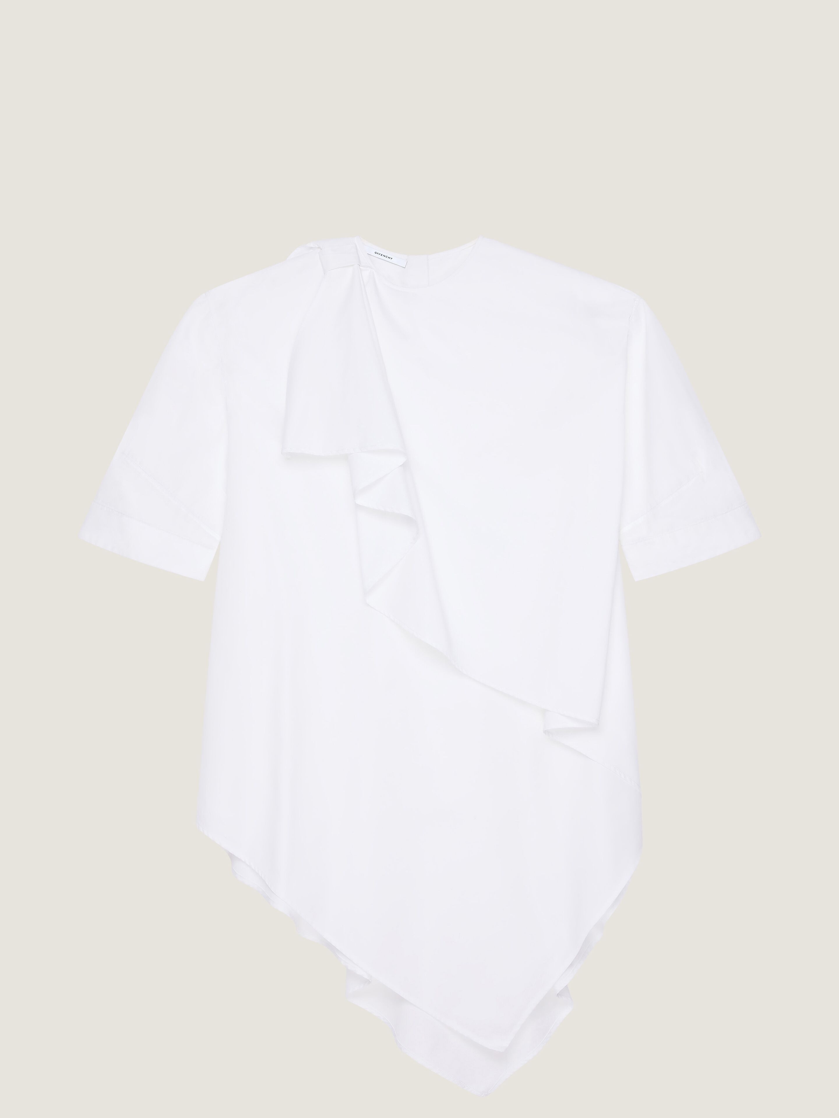 Asymmetric shirt dress in cotton poplin with bow detail